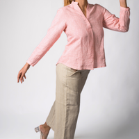 ELSA Pink Handloom Linen Top