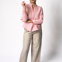 ELSA Pink Handloom Linen Top