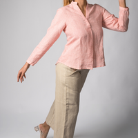 VERA Handloom Linen Beige Stripe Trousers