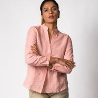 ELSA Pink Handloom Linen Top