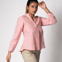 ELSA Pink Handloom Linen Top