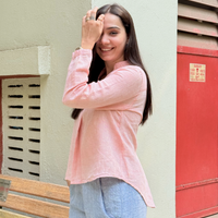 ELSA Pink Handloom Linen Top