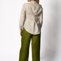 ELSA Beige Handloom Linen Top