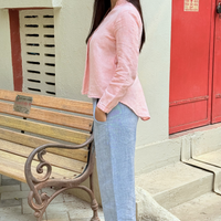 ELSA Pink Handloom Linen Top