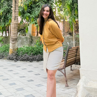 ELSIE Handloom Linen Mustard Raglan Sleeve Shirt