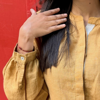 ELSIE Handloom Linen Mustard Raglan Sleeve Shirt