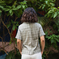 MANJIRI Grey Check Handloom Women's Shirt