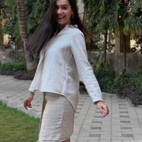 ELSA Beige Handloom Linen Top
