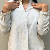 ELSA Beige Handloom Linen Top
