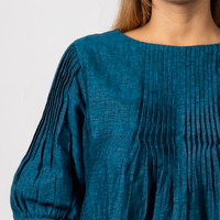 MIA Teal Blue handloom Linen Dress