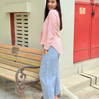 VERA Handloom Linen Blue Trousers