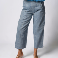 VERA Handloom Linen Blue Trousers