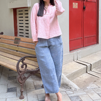 VERA Handloom Linen Blue Trousers