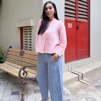 VERA Handloom Linen Blue Trousers
