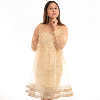 AARUNYA White Gold Benarasi Dress