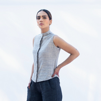 AIRA Blue White Bhujodi Kala Cotton Shirt