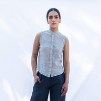 AIRA Blue White Bhujodi Kala Cotton Shirt