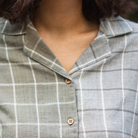 MANJIRI Grey Check Handloom Women's Shirt