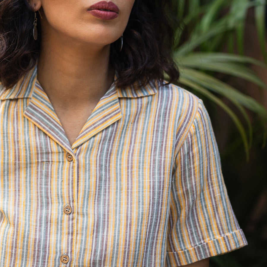 KAVYA Yellow Handloom Women's Shirt