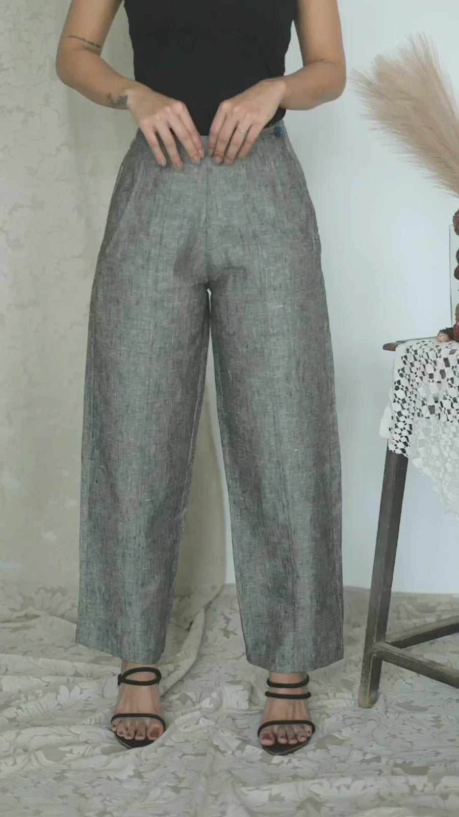 GIVA Grey Green Linen Trousers