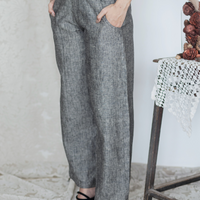 GIVA Grey Green Linen Trousers