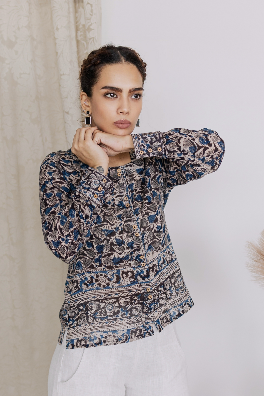 SUHANI Indigo Kalamkari Women's Shirt