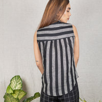 CLARA Black Grey Stripe Shirt