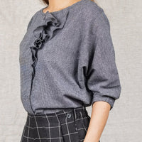 AURELIA Black Handloom Cotton Top