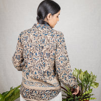 ANNORA Grey Blue Kalamkari Shirt