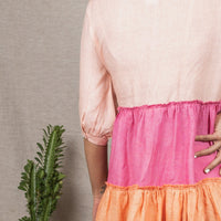 KAIA Peach Colorblock Linen Dress