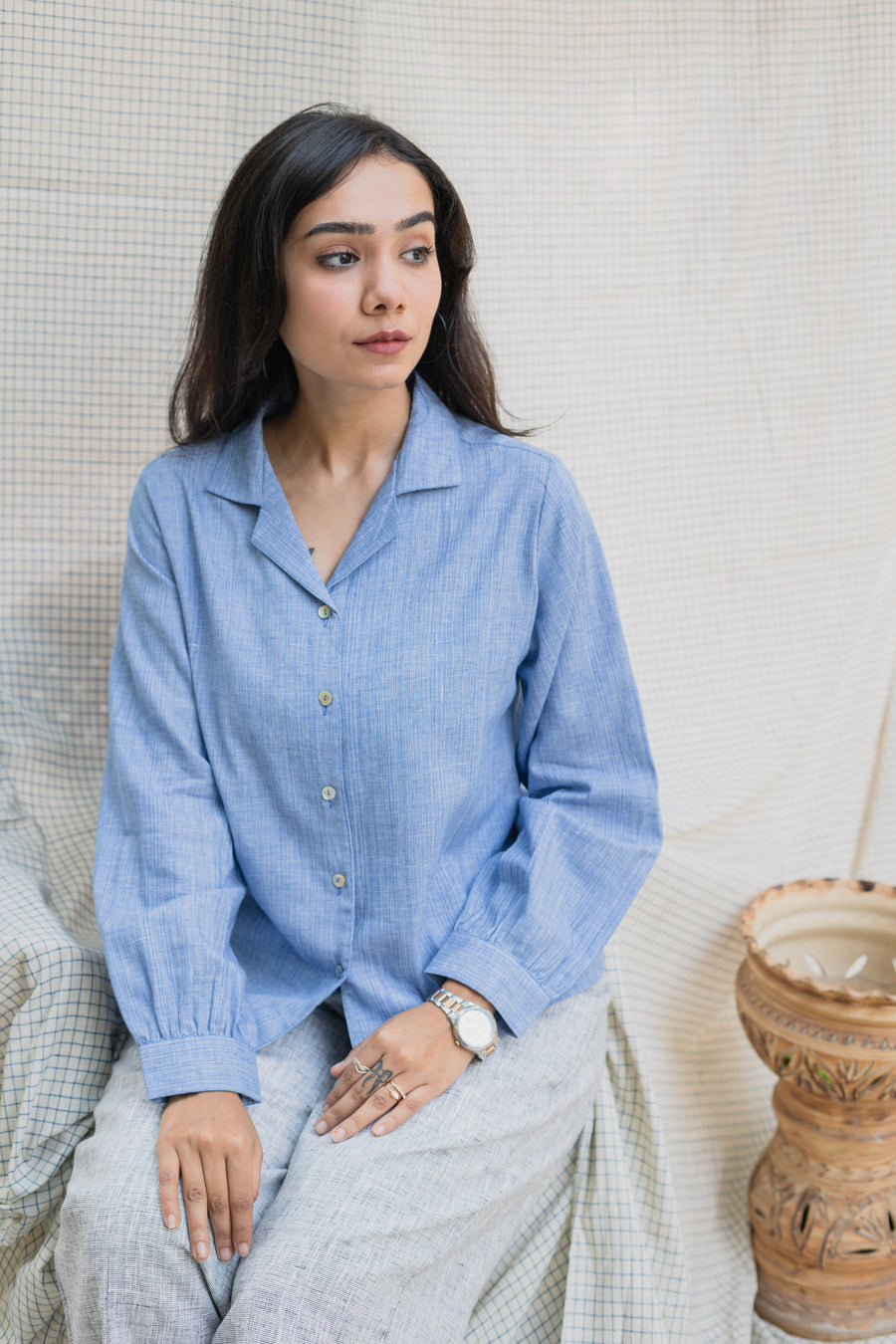 ISADORA Blue Cotton Shirt