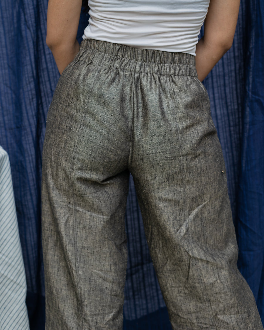 THEON Olive Green Linen Trousers