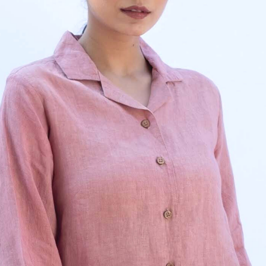 LS CORAL Peach linen Shirt