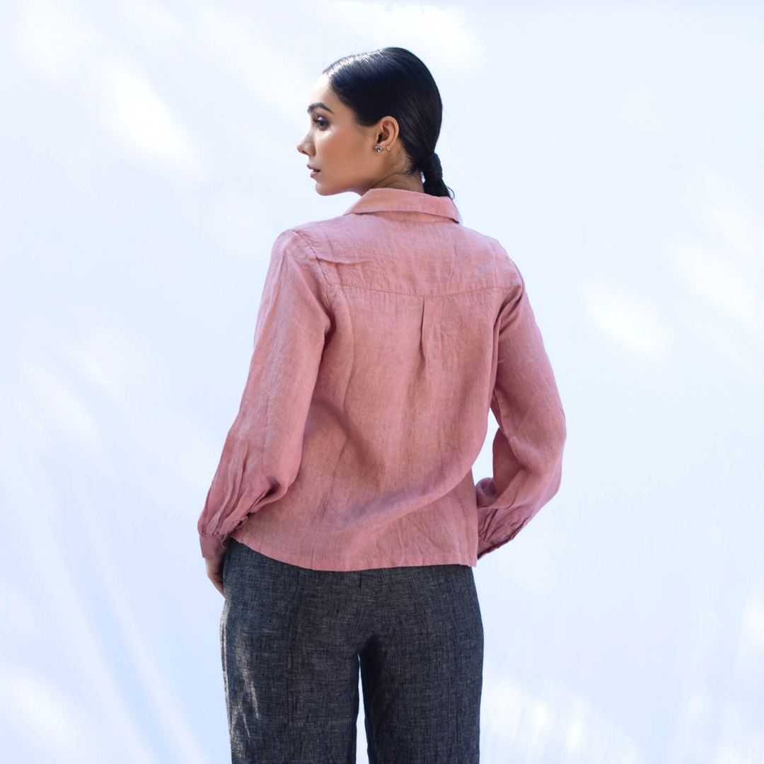 LS CORAL Peach linen Shirt