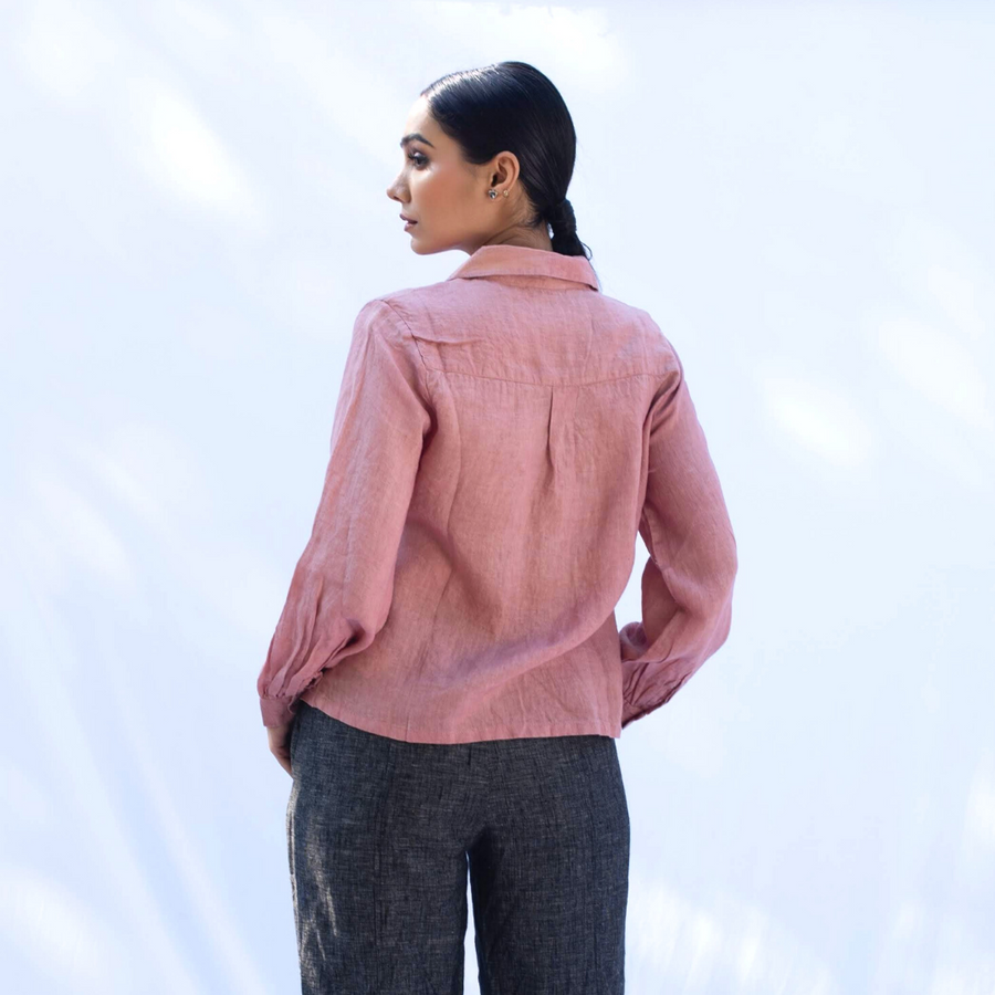 LS CORAL Peach linen Shirt