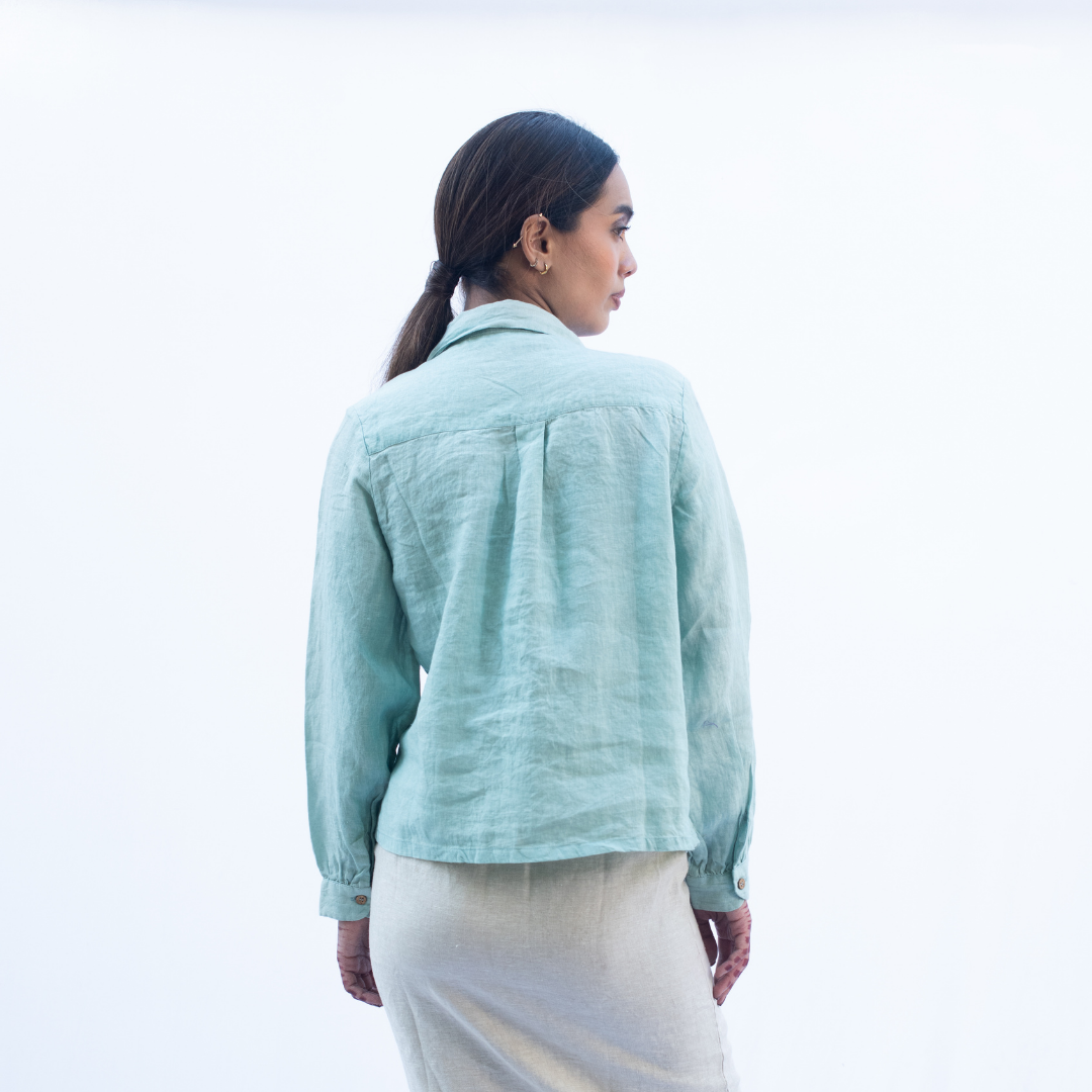 LS SEA GREEN Linen Shirt