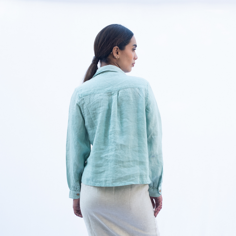 LS SEA GREEN Linen Shirt