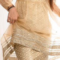 AARUNYA White Gold Benarasi Dress