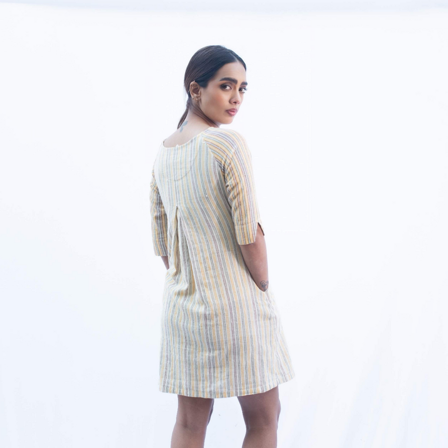 SIYA Yellow Stripe Kala Cotton Dress