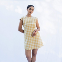 SOMA Yellow Check Kala Cotton Dress