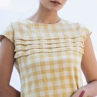 SOMA Yellow Check Kala Cotton Dress