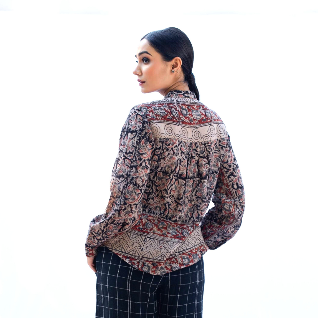 MAITHILI Black Pink Kalamkari Shirt