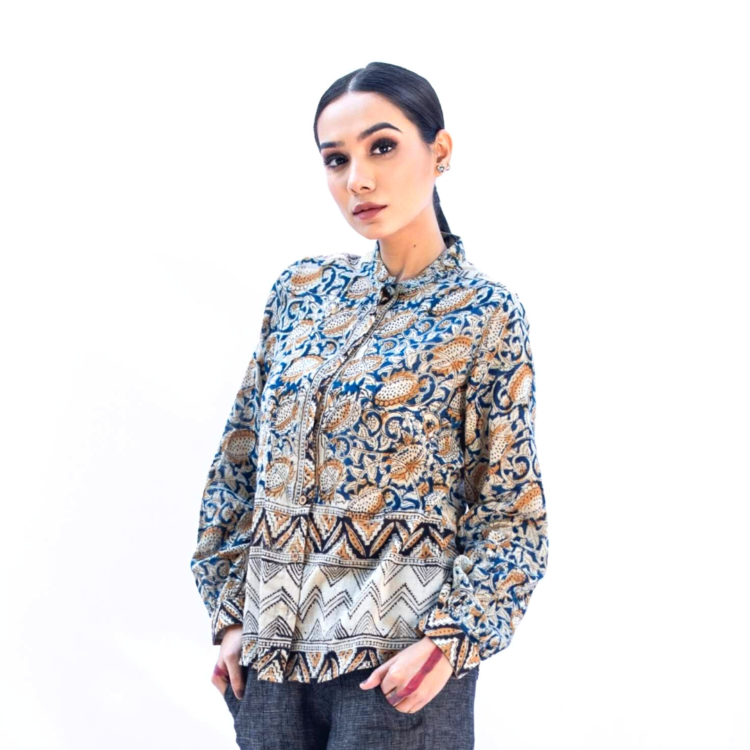 AHALYA Blue Kalamkari Shirt