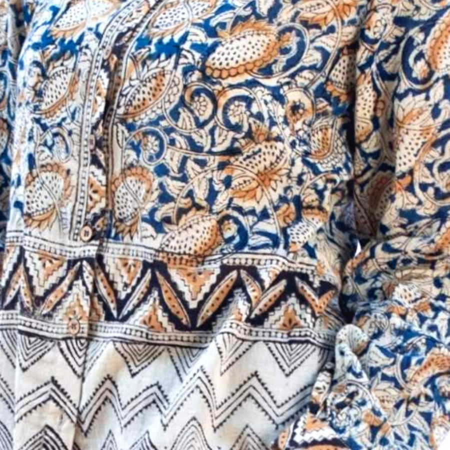 AHALYA Blue Kalamkari Shirt