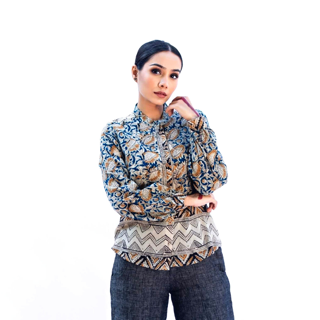 AHALYA Blue Kalamkari Shirt