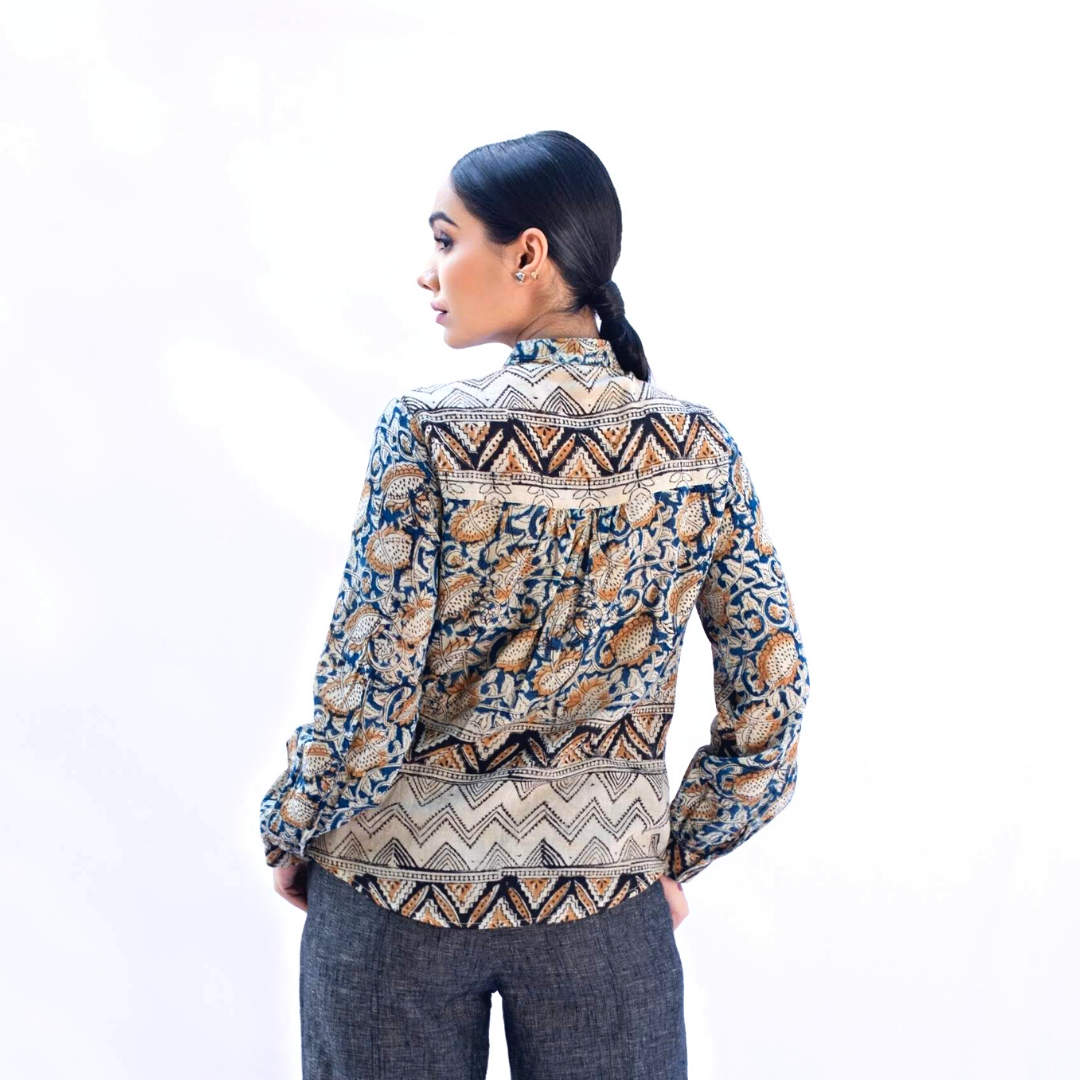 AHALYA Blue Kalamkari Shirt