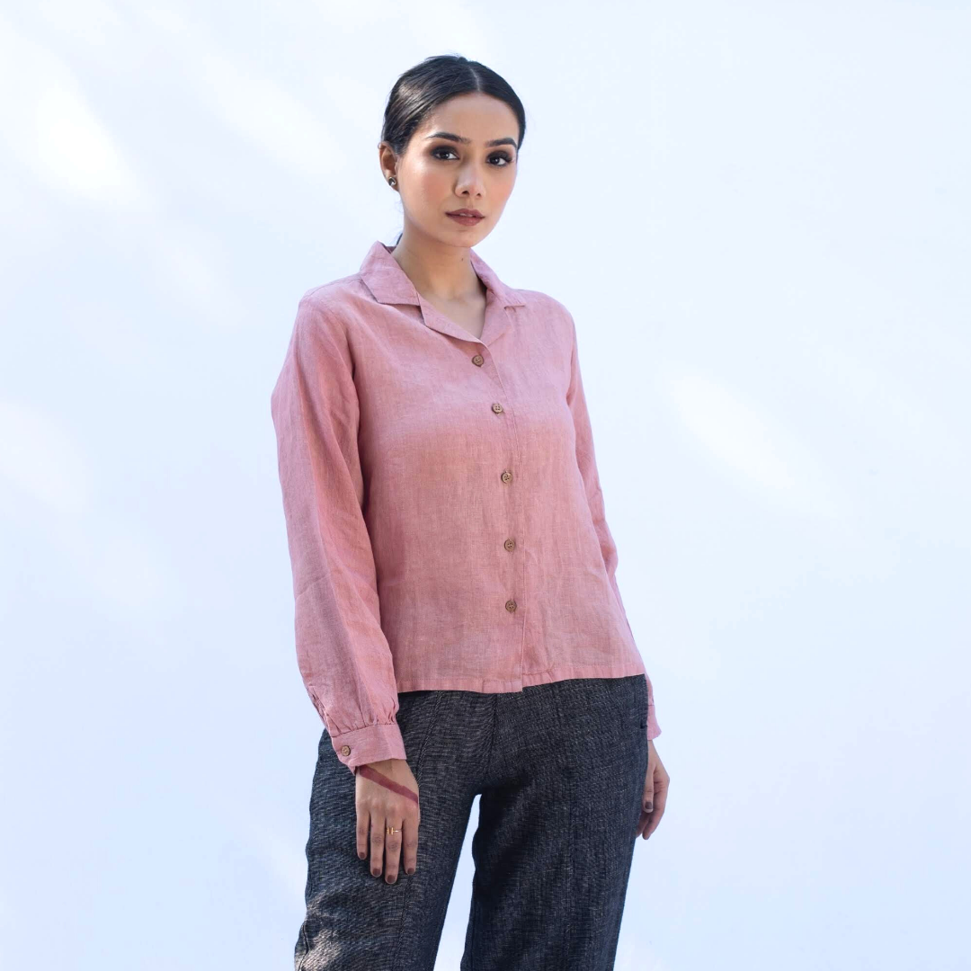 LS CORAL Peach linen Shirt