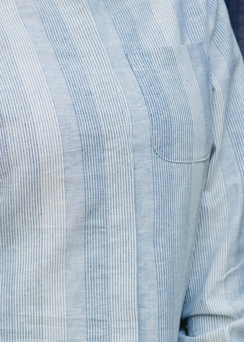 NEPHELE Blue White Stripe Cotton Shirt