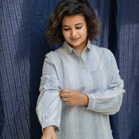 NEPHELE Blue White Stripe Cotton Shirt