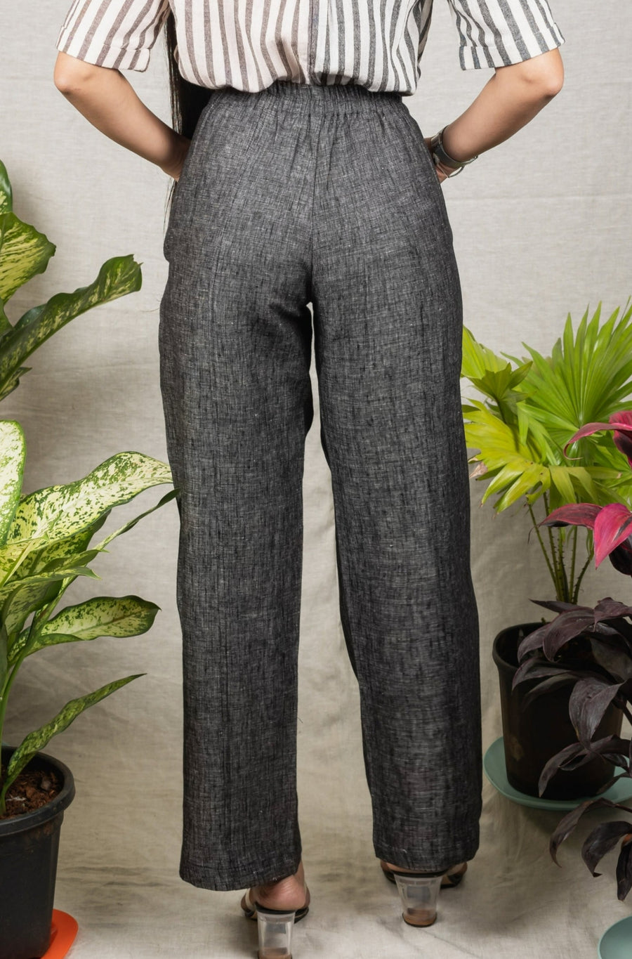 SERENA Dark Grey Linen Trousers